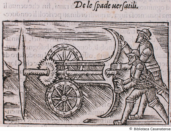 de le spade versatili [macchina da guerra con lame], c. 104 (prima figura)