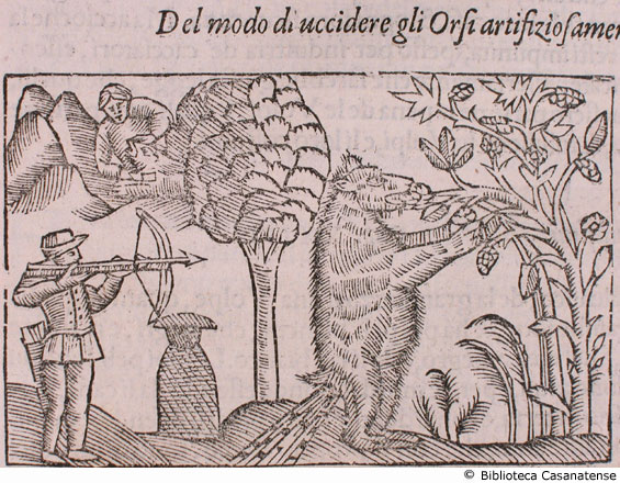 del modo di uccidere gli orsi artifiziosamente, c. 221 v. (prima figura)