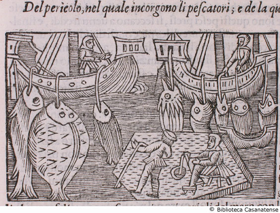 del pericolo, nel quale incorgono li pescatori, e de la qualità de' pesci, c. 262 (prima figura)