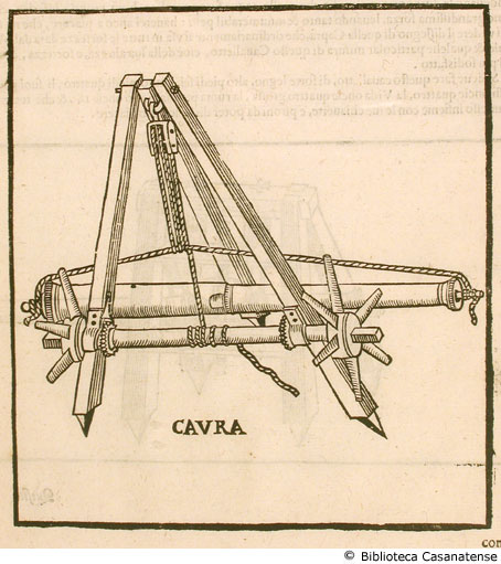 Cavra (argano per sollevare i cannoni, detto 'capra'), c. 16v.