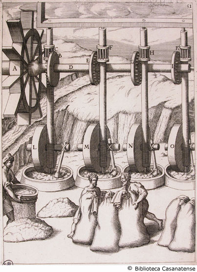 Tav. 51 - Mola per macinare il grano azionata ad acqua.
