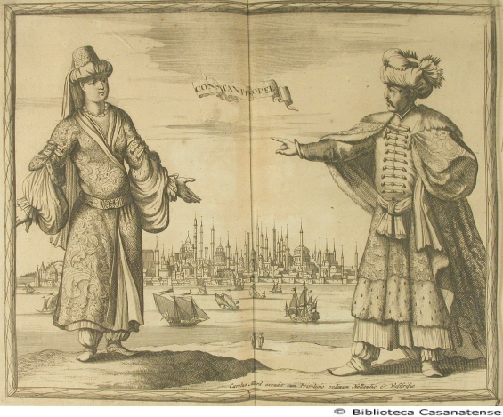 (uomo e donna abbigliati secondo la moda di Costantinopoli), tav. [8a]