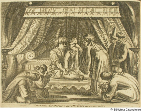 Ceremonies des Parsis  Suratte quand ils se marient, tav. [36] prima fig.