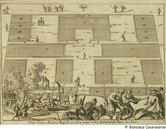 plan d'une maison royale.. (carpentieri al lavoro), tav. [52] terza fig.