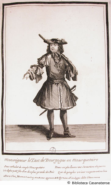 Il Duca di Borgogna, in veste di moschettiere, c. 74