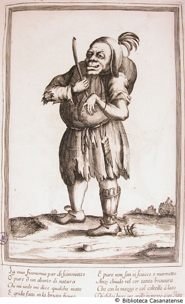Caricatura di un giullare, c. 117