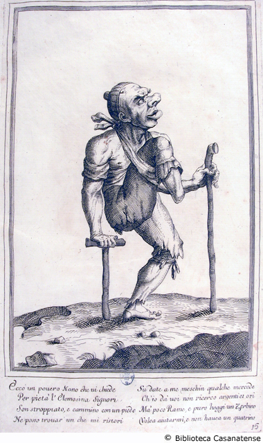 Caricatura di un povero storpio, c. 126
