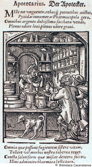 apotecarius (farmacista e sua bottega), c. 21