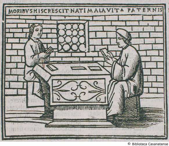 Due persone che giocano a carte su un tavolo, c. CXLVII