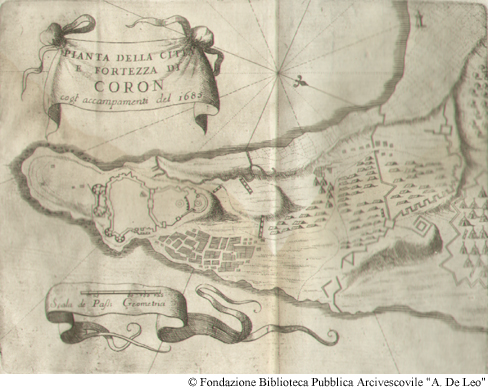 Pianta della citt e fortezza di Coron cogl accampamenti del 1685, Tav. VII.