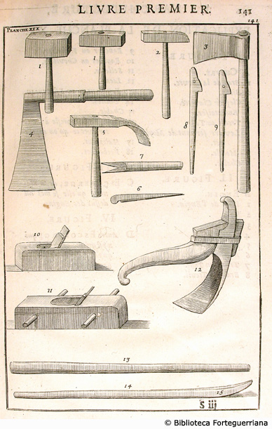 Tav XIX - Attrezzi del carpentiere, p. 141