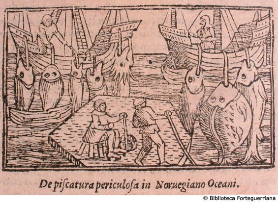 De piscatura periculosa in Norvegiano Oceani, c. 174v