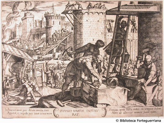 - , [Roma: Nicola Van Aelst, 1613] - Acquaforte mm. 210x285 - Aut. Antonio Tempesta - Fa parte di una serie raffigurante battaglie dell'Antico Testamento, publ. A Roma da Van Aelst 1613.