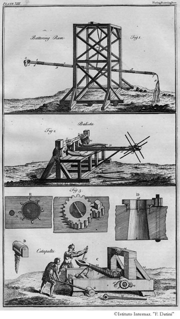 Tavola 13 - Macchine da guerra: Ariete / Catapulta