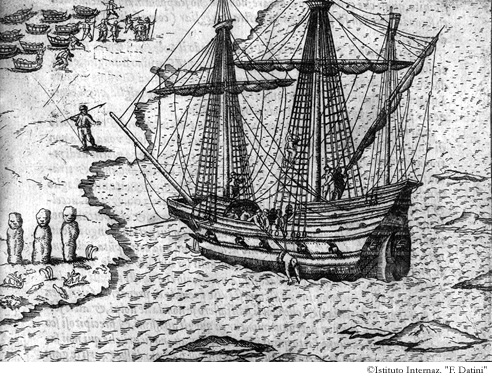 Disegno come di nuovo ci convenne tirar le barche giù del ghiaccio fermo in acqua, al lato orientale dell'Isola della Croce, p. 68