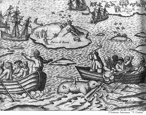 Ritratto della maravigliosa battaglia fatta con un ferocissimo Orso da due barche piene di huomini, p. 25v