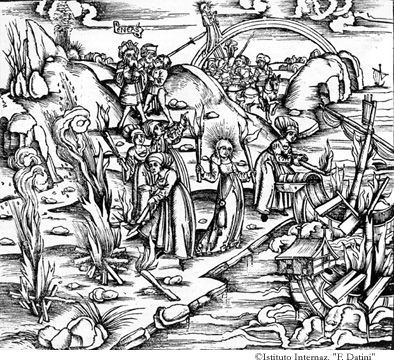 Beroe e le donne dei Teucri incendiano le navi sospinte da Iride. (V, 605-663)