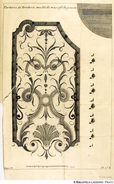 Parterre de broderie mestée de massifs de gazon, P.38, Pl. 1.re B