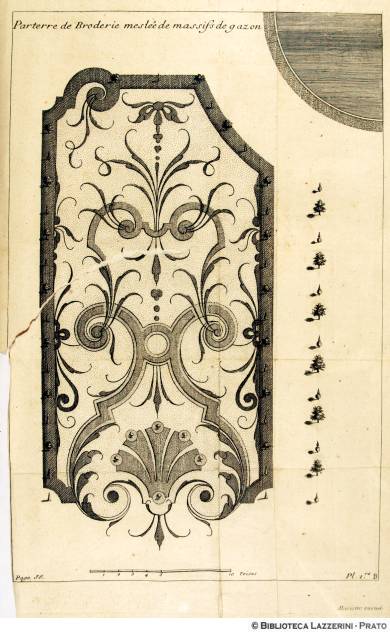 Parterre de broderie meste de massifs de gazon, P.38, Pl. 1.re B