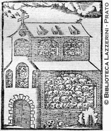 Un edificio nel quale vengono raccolte le ossa dei morti in battaglia della citt di Morat, p. 464