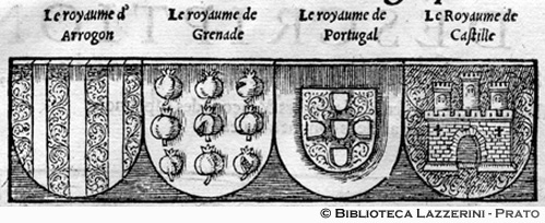 Stemma dei regni di: Aragona, Granada, Portogallo, Castiglia, p. 60