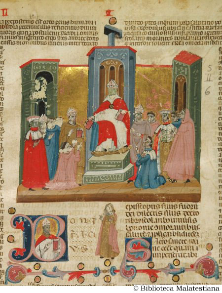 (Il papa circondato dai suoi dignitari), c.1r