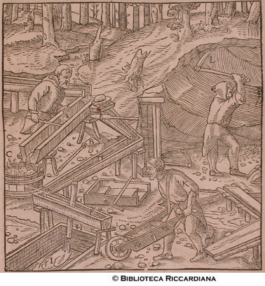 Lavaggio della rena in cui si trovano le pietruzze nere del piombo, p. 271