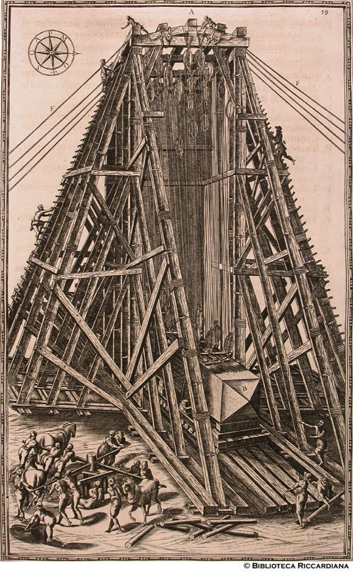 Visione degli argani e delle funi dopo che lObelisco  stato deposto a terra, p. 294- autore: Natale Bonifazio (?)