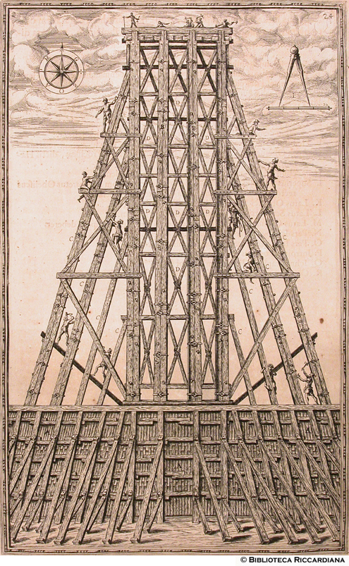 Costruzione del castello per innalzare lObelisco Vaticano, p. 302 - autore: Natale Bonifazio (?)