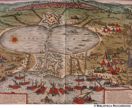 Tav. 58 - Assedio dei Turchi alla citt di Tunes (Tunisi?) in mano al re di Spagna Filippo nell'anno 1574