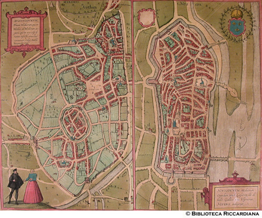 Tav. 10 - a).- Augustodunum (Authun, Francia), b).- Noviodum, Nevers (Francia)