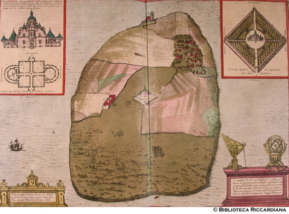 Tav. 27 - Isola Hurena nel 1586, Uraniburgum (Uranienborg, Svezia)