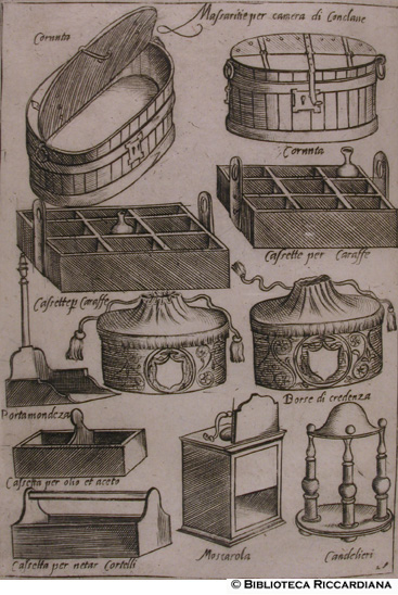 Fig. 28 - Masserizie per camera di conclave