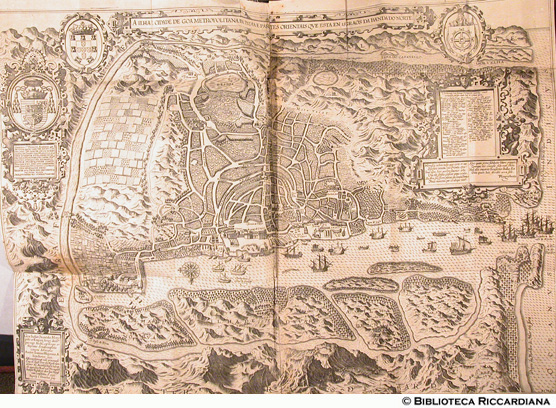 Città di Goa nelle Indie orientali, p. 34-35(42-43) - autori: Jan Huygen van Linschoten, Baptista van Doetechum