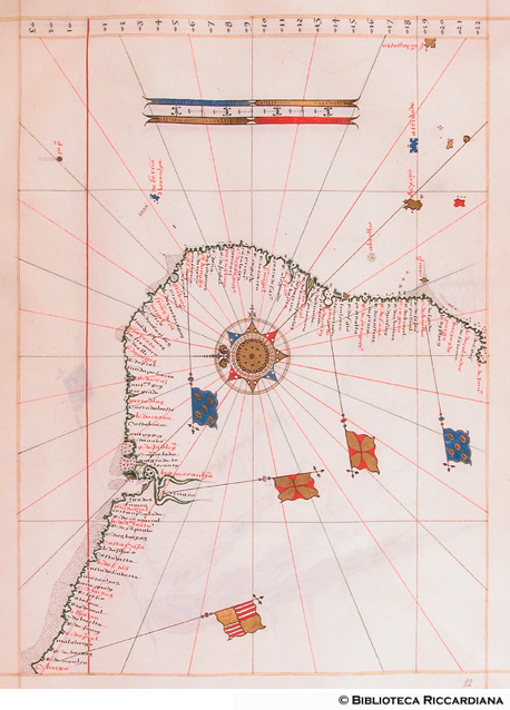 Carta nautica delle coste atlantiche dell'America meridionale, c. 12r