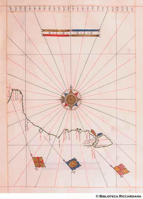 Carta nautica delle coste atlantiche dell'America meridionale, Stretto di Magellano, c. 13r