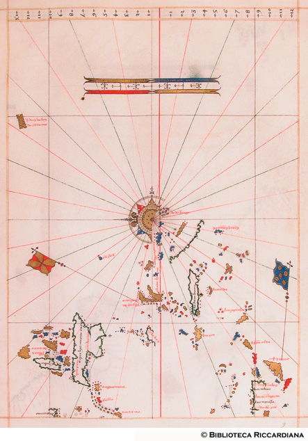 Carta nautica degli arcipelaghi indonesiani, c. 9r