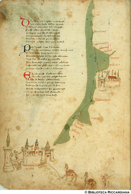 Carta delle coste tunisine e libiche: distanza fra Tripoli e Tunisi, c. 19v.