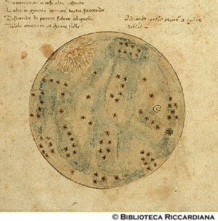 Il firmamento: il Sole, la Luna e le stelle, c. 1v.