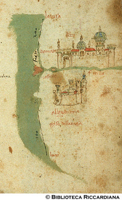 Carta delle coste egiziane: distanza fra le città costiere, c. 20r.
