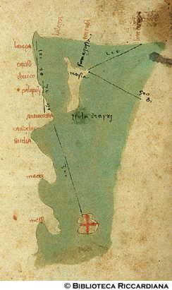 Distanza delle coste fra le isole di Rodi e di Cipro, c. 21r.