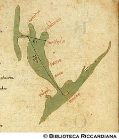 Carta del Mar di Marmara e dello Stretto dei Dardanelli: distanza fra l'isola di Tenedo e Diascholo (Daskyleion), c. 22r.