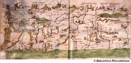 Carta geografica della dislocazione delle Trib di Israele, c. 142v-143r