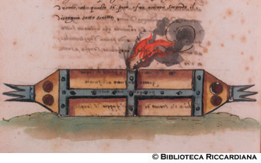 Pezzo di legno contenente un fuoco d’artificio, c. 101v