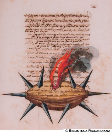 Sacco con fuochi d’artificio e ferri appuntiti, c. 117r