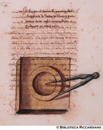 Compasso per misurare la grandezza dell’artiglieria, c. 197v