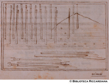 Vari modi e pali per innalzare gli alberi per la fortificazione, c. 13v