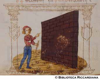 Maestro conta i mattoni per un muro, c. 91v