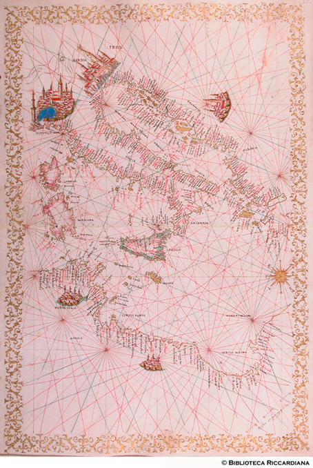 Carta nautica del Mar Mediterraneo Orientale, cc. 8v-9r