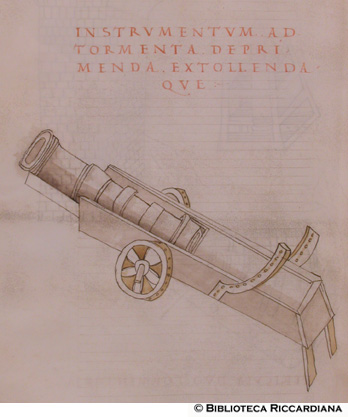 Macchina per sollevare o abbassare dietro la lancia proiettili, c. 149v